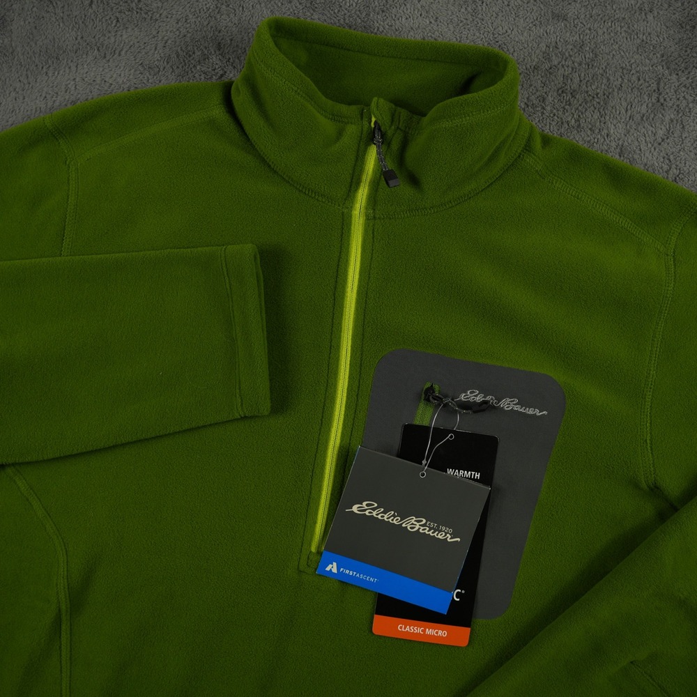 Eddie Bauer Fleece Pullover Mens Small Green First‎ Ascent Polartec 1/4 Zip NWT